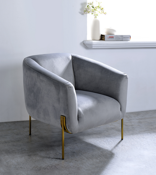 Carlson Gray Velvet & Gold Accent Chair - Premium Chair from ACME East - Just $594.75! Shop now at Furniture Wholesale Plus  We are the best furniture store in Nashville, Hendersonville, Goodlettsville, Madison, Antioch, Mount Juliet, Lebanon, Gallatin, Springfield, Murfreesboro, Franklin, Brentwood