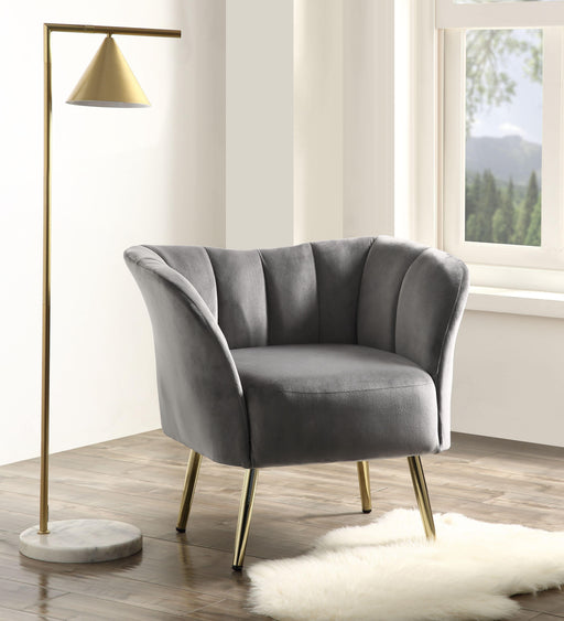Reese Gray Velvet & Gold Accent Chair - Premium Chair from ACME East - Just $419.25! Shop now at Furniture Wholesale Plus  We are the best furniture store in Nashville, Hendersonville, Goodlettsville, Madison, Antioch, Mount Juliet, Lebanon, Gallatin, Springfield, Murfreesboro, Franklin, Brentwood