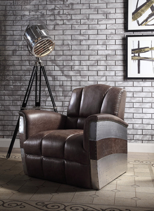 Brancaster Retro Brown Top Grain Leather & Aluminum Accent Chair - Premium Chair from ACME East - Just $2057.25! Shop now at Furniture Wholesale Plus  We are the best furniture store in Nashville, Hendersonville, Goodlettsville, Madison, Antioch, Mount Juliet, Lebanon, Gallatin, Springfield, Murfreesboro, Franklin, Brentwood