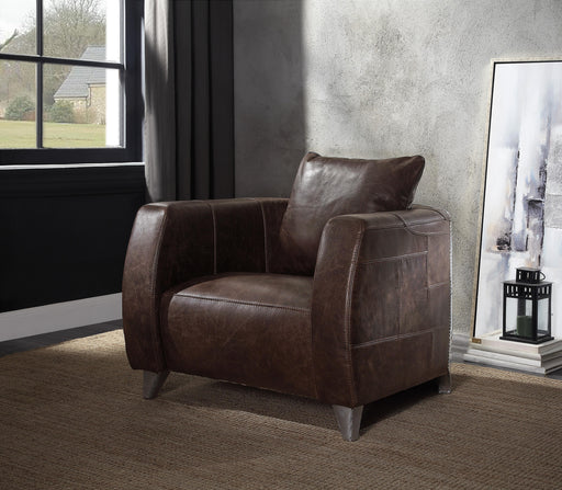 Kalona Distress Chocolate Top Grain Leather & Aluminum Accent Chair - Premium Chair from ACME East - Just $1948.05! Shop now at Furniture Wholesale Plus  We are the best furniture store in Nashville, Hendersonville, Goodlettsville, Madison, Antioch, Mount Juliet, Lebanon, Gallatin, Springfield, Murfreesboro, Franklin, Brentwood