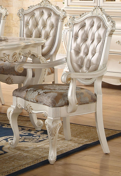Chantelle Rose Gold PU & Pearl White Arm Chair - Premium Dining Chair from ACME East - Just $1092! Shop now at Furniture Wholesale Plus  We are the best furniture store in Nashville, Hendersonville, Goodlettsville, Madison, Antioch, Mount Juliet, Lebanon, Gallatin, Springfield, Murfreesboro, Franklin, Brentwood