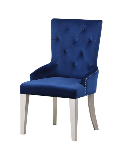 Varian Blue Fabric & Antique Platinum Side Chair (1Pc) - Premium Dining Chair from ACME East - Just $405.60! Shop now at Furniture Wholesale Plus  We are the best furniture store in Nashville, Hendersonville, Goodlettsville, Madison, Antioch, Mount Juliet, Lebanon, Gallatin, Springfield, Murfreesboro, Franklin, Brentwood