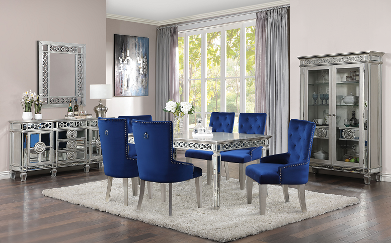 Varian Mirrored & Antique Platinum Dining Table (90"L) - Premium Dining Table from ACME East - Just $976.95! Shop now at Furniture Wholesale Plus  We are the best furniture store in Nashville, Hendersonville, Goodlettsville, Madison, Antioch, Mount Juliet, Lebanon, Gallatin, Springfield, Murfreesboro, Franklin, Brentwood