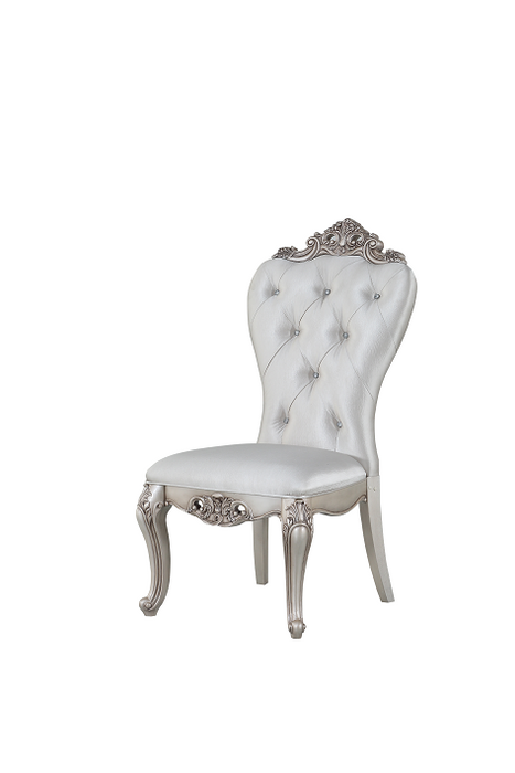 Gorsedd Cream Fabric & Antique White Side Chair - Premium Dining Chair from ACME East - Just $828.75! Shop now at Furniture Wholesale Plus  We are the best furniture store in Nashville, Hendersonville, Goodlettsville, Madison, Antioch, Mount Juliet, Lebanon, Gallatin, Springfield, Murfreesboro, Franklin, Brentwood