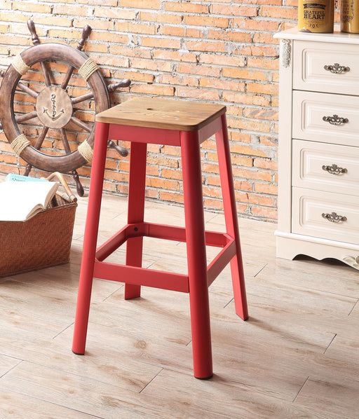 Jacotte Natural & Red Bar Stool (1Pc) - Premium Barstool from ACME East - Just $130.65! Shop now at Furniture Wholesale Plus  We are the best furniture store in Nashville, Hendersonville, Goodlettsville, Madison, Antioch, Mount Juliet, Lebanon, Gallatin, Springfield, Murfreesboro, Franklin, Brentwood