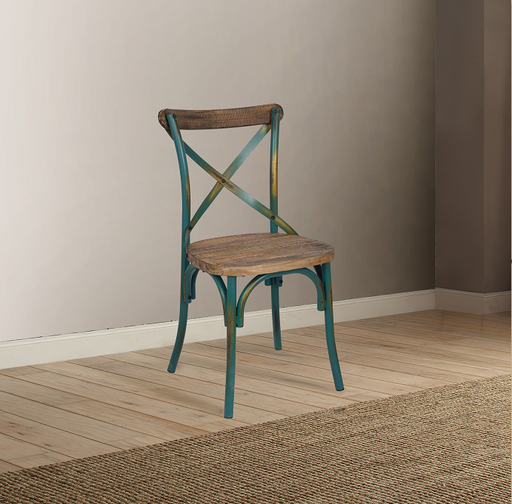 Zaire Antique Turquoise & Antique Oak Side Chair (1Pc) - Premium Dining Chair from ACME East - Just $159.90! Shop now at Furniture Wholesale Plus  We are the best furniture store in Nashville, Hendersonville, Goodlettsville, Madison, Antioch, Mount Juliet, Lebanon, Gallatin, Springfield, Murfreesboro, Franklin, Brentwood
