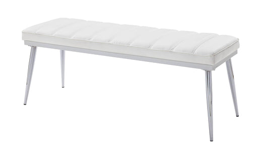 Weizor White PU & Chrome Bench - Premium Bench from ACME East - Just $257.40! Shop now at Furniture Wholesale Plus  We are the best furniture store in Nashville, Hendersonville, Goodlettsville, Madison, Antioch, Mount Juliet, Lebanon, Gallatin, Springfield, Murfreesboro, Franklin, Brentwood