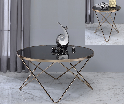 Valora Champagne & Black Glass Coffee Table - Premium Coffee Table from ACME East - Just $224.25! Shop now at Furniture Wholesale Plus  We are the best furniture store in Nashville, Hendersonville, Goodlettsville, Madison, Antioch, Mount Juliet, Lebanon, Gallatin, Springfield, Murfreesboro, Franklin, Brentwood