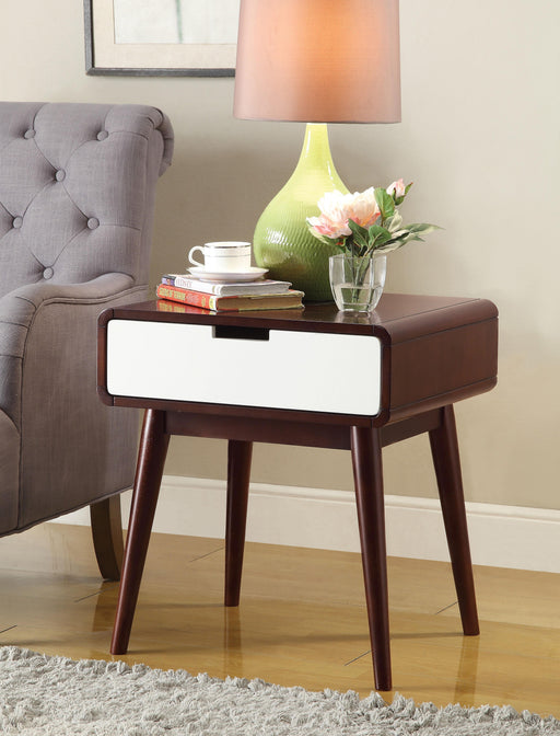 Christa Espresso & White End Table - Premium End Table from ACME East - Just $195! Shop now at Furniture Wholesale Plus  We are the best furniture store in Nashville, Hendersonville, Goodlettsville, Madison, Antioch, Mount Juliet, Lebanon, Gallatin, Springfield, Murfreesboro, Franklin, Brentwood