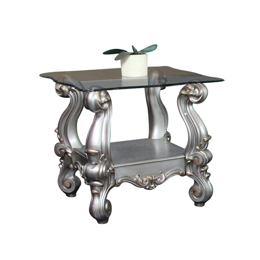 Versailles Antique Platinum & Clear Glass End Table - Premium End Table from ACME East - Just $581.10! Shop now at Furniture Wholesale Plus  We are the best furniture store in Nashville, Hendersonville, Goodlettsville, Madison, Antioch, Mount Juliet, Lebanon, Gallatin, Springfield, Murfreesboro, Franklin, Brentwood