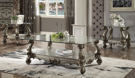 Versailles Antique Platinum & Clear Glass Coffee Table - Premium Coffee Table from ACME East - Just $939.90! Shop now at Furniture Wholesale Plus  We are the best furniture store in Nashville, Hendersonville, Goodlettsville, Madison, Antioch, Mount Juliet, Lebanon, Gallatin, Springfield, Murfreesboro, Franklin, Brentwood