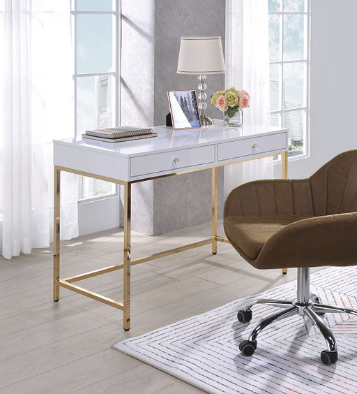 Ottey White High Gloss & Gold Desk - Premium Desk from ACME East - Just $378.30! Shop now at Furniture Wholesale Plus  We are the best furniture store in Nashville, Hendersonville, Goodlettsville, Madison, Antioch, Mount Juliet, Lebanon, Gallatin, Springfield, Murfreesboro, Franklin, Brentwood