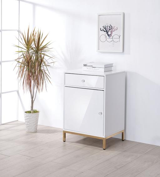Ottey White High Gloss & Gold Cabinet - Premium Cabinet from ACME East - Just $624! Shop now at Furniture Wholesale Plus  We are the best furniture store in Nashville, Hendersonville, Goodlettsville, Madison, Antioch, Mount Juliet, Lebanon, Gallatin, Springfield, Murfreesboro, Franklin, Brentwood
