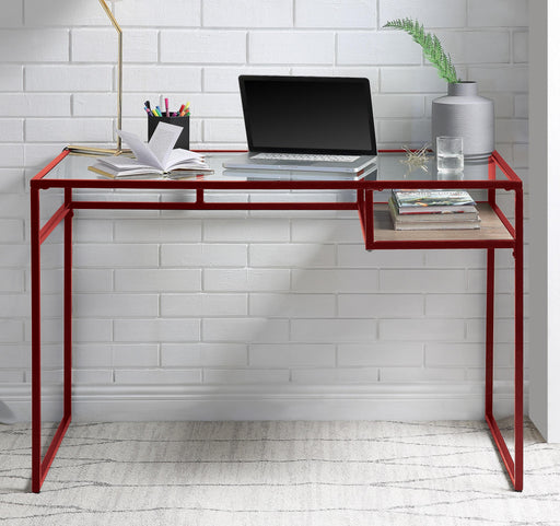 Yasin Red & Glass Desk - Premium Desk from ACME East - Just $150.15! Shop now at Furniture Wholesale Plus  We are the best furniture store in Nashville, Hendersonville, Goodlettsville, Madison, Antioch, Mount Juliet, Lebanon, Gallatin, Springfield, Murfreesboro, Franklin, Brentwood