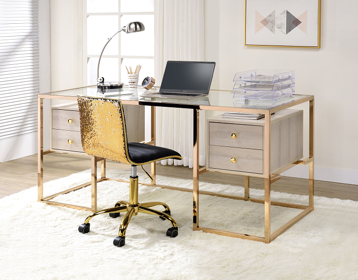Huyana Clear Glass & Gold Desk - Premium Desk from ACME East - Just $1093.95! Shop now at Furniture Wholesale Plus  We are the best furniture store in Nashville, Hendersonville, Goodlettsville, Madison, Antioch, Mount Juliet, Lebanon, Gallatin, Springfield, Murfreesboro, Franklin, Brentwood
