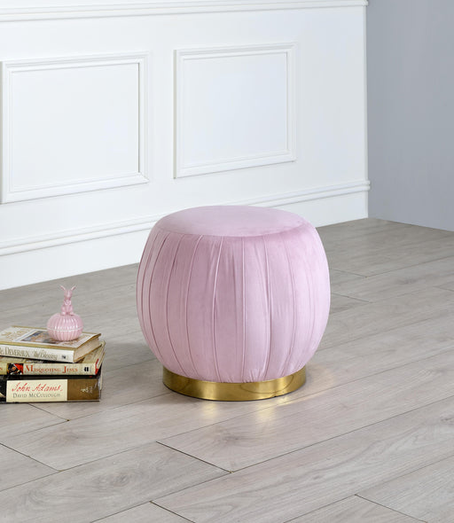 Zinnia Pink Carnation Velvet & Gold Ottoman - Premium Ottoman from ACME East - Just $195! Shop now at Furniture Wholesale Plus  We are the best furniture store in Nashville, Hendersonville, Goodlettsville, Madison, Antioch, Mount Juliet, Lebanon, Gallatin, Springfield, Murfreesboro, Franklin, Brentwood