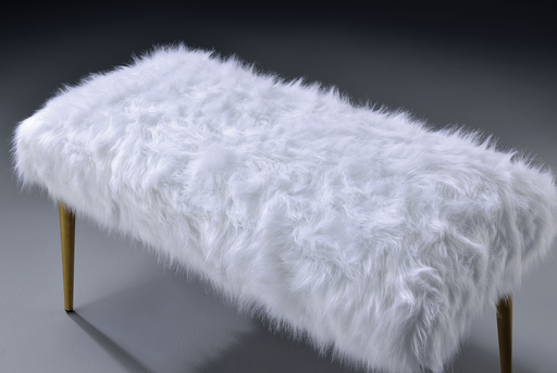 Bagley II White Faux Fur & Gold Bench - Premium Bench from ACME East - Just $321.75! Shop now at Furniture Wholesale Plus  We are the best furniture store in Nashville, Hendersonville, Goodlettsville, Madison, Antioch, Mount Juliet, Lebanon, Gallatin, Springfield, Murfreesboro, Franklin, Brentwood
