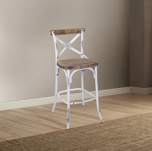 Zaire Antique White & Antique Oak Bar Chair (1Pc) - Premium Dining Chair from ACME East - Just $193.05! Shop now at Furniture Wholesale Plus  We are the best furniture store in Nashville, Hendersonville, Goodlettsville, Madison, Antioch, Mount Juliet, Lebanon, Gallatin, Springfield, Murfreesboro, Franklin, Brentwood
