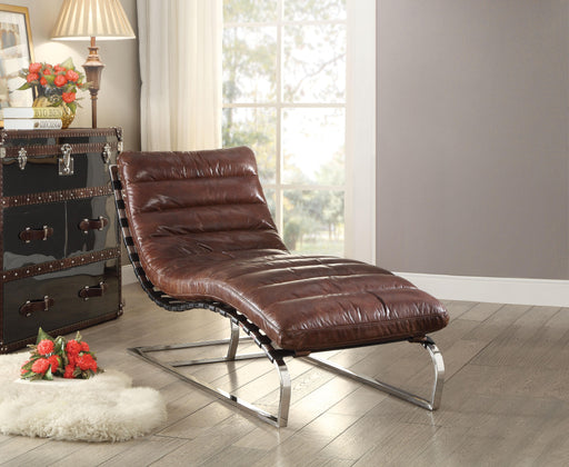 Qortini Vintage Dark Brown Top Grain Leather & Stainless Steel Chaise - Premium Chaise from ACME East - Just $2047.50! Shop now at Furniture Wholesale Plus  We are the best furniture store in Nashville, Hendersonville, Goodlettsville, Madison, Antioch, Mount Juliet, Lebanon, Gallatin, Springfield, Murfreesboro, Franklin, Brentwood