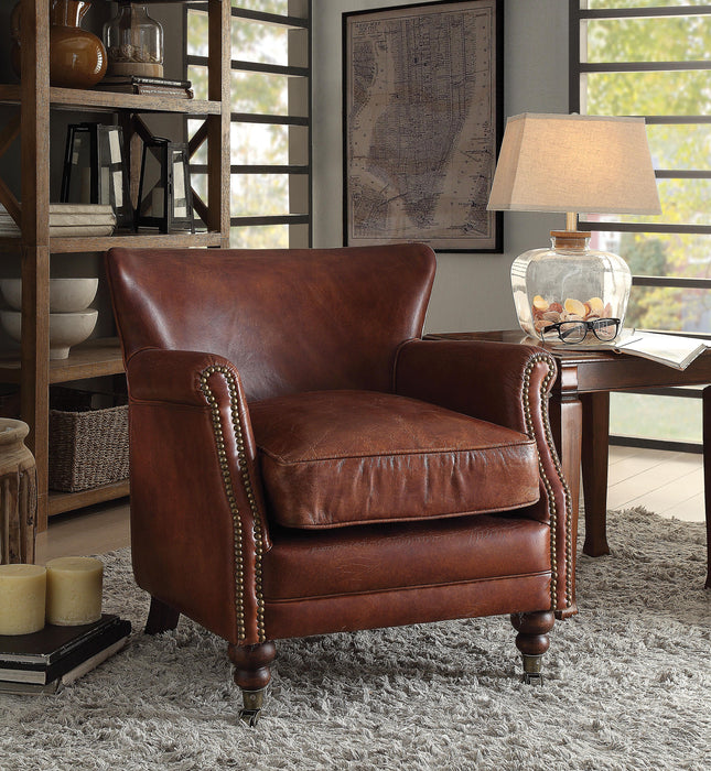 Leeds Vintage Dark Brown Top Grain Leather Accent Chair - Premium Chair from ACME East - Just $1281.15! Shop now at Furniture Wholesale Plus  We are the best furniture store in Nashville, Hendersonville, Goodlettsville, Madison, Antioch, Mount Juliet, Lebanon, Gallatin, Springfield, Murfreesboro, Franklin, Brentwood