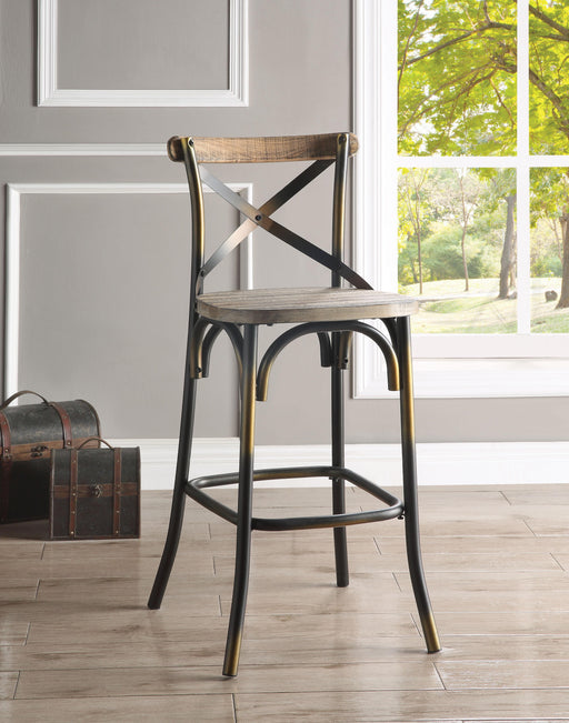 Zaire Antique Copper & Antique Oak Bar Chair (1Pc) - Premium Dining Chair from ACME East - Just $193.05! Shop now at Furniture Wholesale Plus  We are the best furniture store in Nashville, Hendersonville, Goodlettsville, Madison, Antioch, Mount Juliet, Lebanon, Gallatin, Springfield, Murfreesboro, Franklin, Brentwood