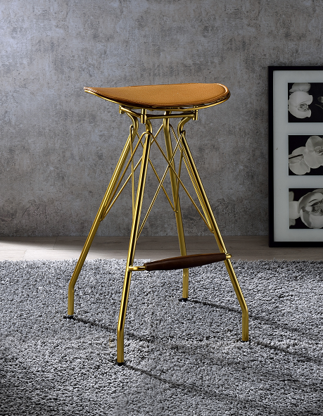 Dragea Whiskey PU & Gold Bar Stool - Premium Barstool from ACME East - Just $388.05! Shop now at Furniture Wholesale Plus  We are the best furniture store in Nashville, Hendersonville, Goodlettsville, Madison, Antioch, Mount Juliet, Lebanon, Gallatin, Springfield, Murfreesboro, Franklin, Brentwood