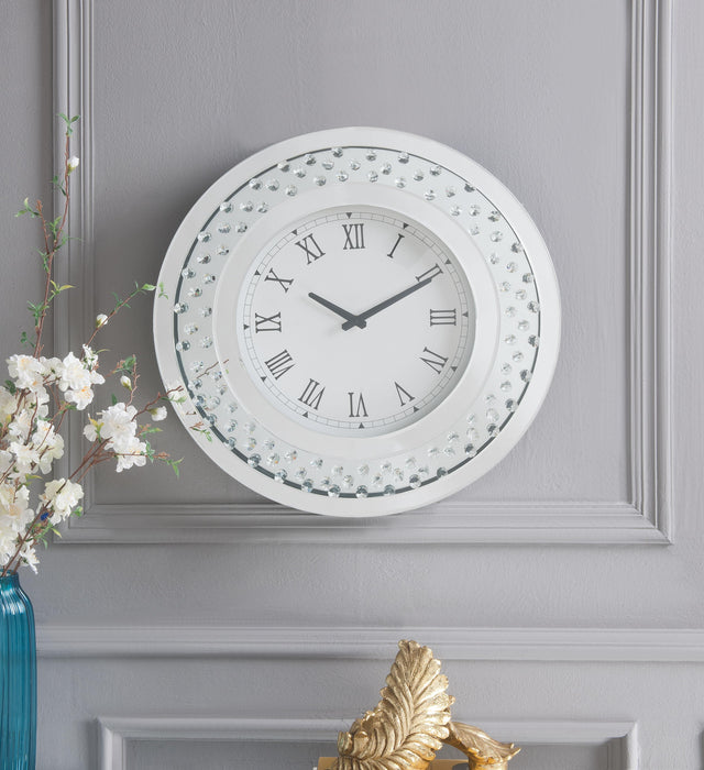 Nysa Mirrored & Faux Crystals Wall Clock - Premium Wall Clock from ACME East - Just $120.90! Shop now at Furniture Wholesale Plus  We are the best furniture store in Nashville, Hendersonville, Goodlettsville, Madison, Antioch, Mount Juliet, Lebanon, Gallatin, Springfield, Murfreesboro, Franklin, Brentwood