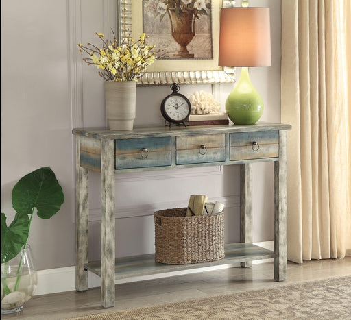 Glancio Antique White & Teal Console Table - Premium Console Table from ACME East - Just $438.75! Shop now at Furniture Wholesale Plus  We are the best furniture store in Nashville, Hendersonville, Goodlettsville, Madison, Antioch, Mount Juliet, Lebanon, Gallatin, Springfield, Murfreesboro, Franklin, Brentwood