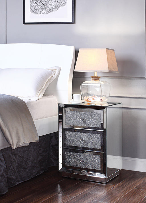 Rekha Mirrored & Faux Crystals Accent Table - Premium Nightstand from ACME East - Just $485.55! Shop now at Furniture Wholesale Plus  We are the best furniture store in Nashville, Hendersonville, Goodlettsville, Madison, Antioch, Mount Juliet, Lebanon, Gallatin, Springfield, Murfreesboro, Franklin, Brentwood