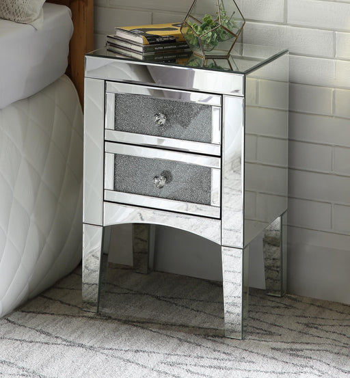Nowles Mirrored & Faux Stones Accent Table - Premium Nightstand from ACME East - Just $368.55! Shop now at Furniture Wholesale Plus  We are the best furniture store in Nashville, Hendersonville, Goodlettsville, Madison, Antioch, Mount Juliet, Lebanon, Gallatin, Springfield, Murfreesboro, Franklin, Brentwood