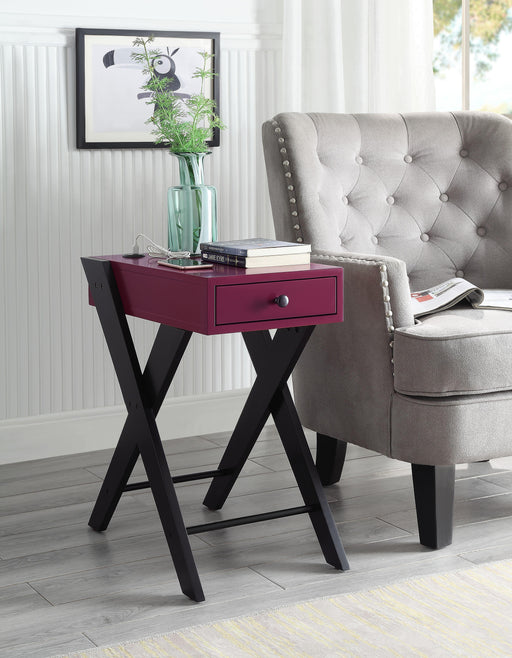 Fierce Burgundy & Black Side Table (USB Charging Dock) - Premium Side Table from ACME East - Just $154.05! Shop now at Furniture Wholesale Plus  We are the best furniture store in Nashville, Hendersonville, Goodlettsville, Madison, Antioch, Mount Juliet, Lebanon, Gallatin, Springfield, Murfreesboro, Franklin, Brentwood