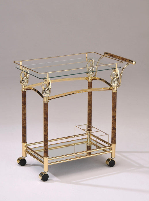 Helmut Gold Plated & Clear Glass - Tempered Serving Cart - Premium Server from ACME East - Just $263.25! Shop now at Furniture Wholesale Plus  We are the best furniture store in Nashville, Hendersonville, Goodlettsville, Madison, Antioch, Mount Juliet, Lebanon, Gallatin, Springfield, Murfreesboro, Franklin, Brentwood