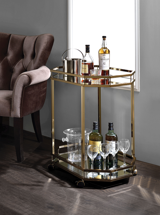 Lacole Champagne & Mirror Serving Cart - Premium Server from ACME East - Just $232.05! Shop now at Furniture Wholesale Plus  We are the best furniture store in Nashville, Hendersonville, Goodlettsville, Madison, Antioch, Mount Juliet, Lebanon, Gallatin, Springfield, Murfreesboro, Franklin, Brentwood