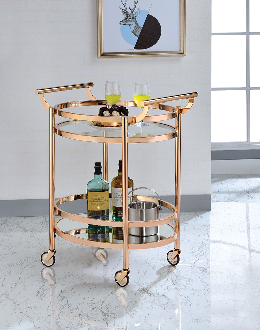Lakelyn Rose Gold & Clear Glass Serving Cart - Premium Server from ACME East - Just $403.65! Shop now at Furniture Wholesale Plus  We are the best furniture store in Nashville, Hendersonville, Goodlettsville, Madison, Antioch, Mount Juliet, Lebanon, Gallatin, Springfield, Murfreesboro, Franklin, Brentwood