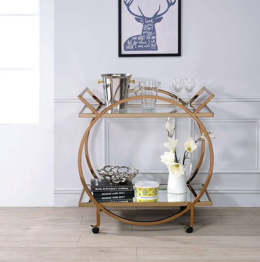 Traverse Champagne & Mirrored Serving Cart - Premium Server from ACME East - Just $432.90! Shop now at Furniture Wholesale Plus  We are the best furniture store in Nashville, Hendersonville, Goodlettsville, Madison, Antioch, Mount Juliet, Lebanon, Gallatin, Springfield, Murfreesboro, Franklin, Brentwood