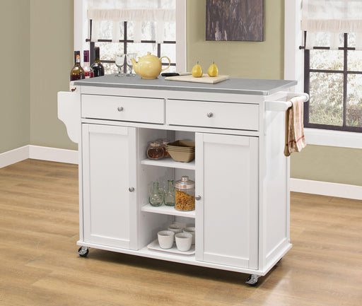 Tullarick Stainless Steel & White Kitchen Cart - Premium Kitchen Cart from ACME East - Just $559.65! Shop now at Furniture Wholesale Plus  We are the best furniture store in Nashville, Hendersonville, Goodlettsville, Madison, Antioch, Mount Juliet, Lebanon, Gallatin, Springfield, Murfreesboro, Franklin, Brentwood