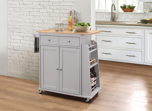 Tullarick Natural & Gray Kitchen Cart - Premium Kitchen Cart from ACME East - Just $419.25! Shop now at Furniture Wholesale Plus  We are the best furniture store in Nashville, Hendersonville, Goodlettsville, Madison, Antioch, Mount Juliet, Lebanon, Gallatin, Springfield, Murfreesboro, Franklin, Brentwood