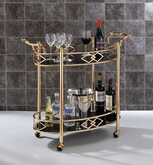Ottesen Gold & Black Glass Serving Cart - Premium Server from ACME East - Just $421.20! Shop now at Furniture Wholesale Plus  We are the best furniture store in Nashville, Hendersonville, Goodlettsville, Madison, Antioch, Mount Juliet, Lebanon, Gallatin, Springfield, Murfreesboro, Franklin, Brentwood