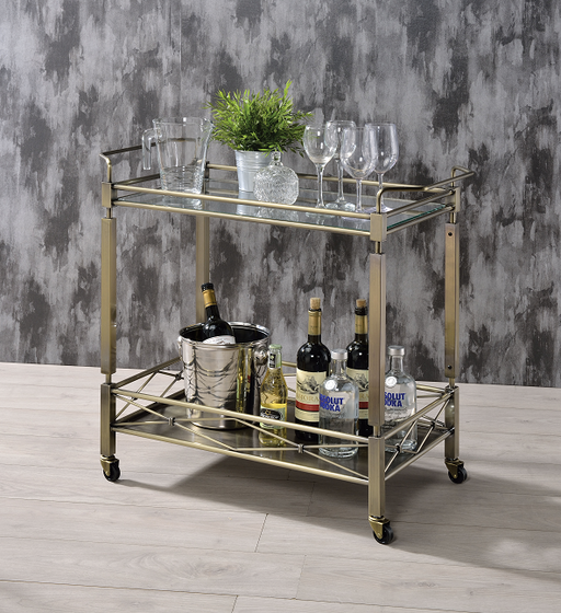 Matiesen Antique Gold & Clear Glass Serving Cart - Premium Server from ACME East - Just $360.75! Shop now at Furniture Wholesale Plus  We are the best furniture store in Nashville, Hendersonville, Goodlettsville, Madison, Antioch, Mount Juliet, Lebanon, Gallatin, Springfield, Murfreesboro, Franklin, Brentwood