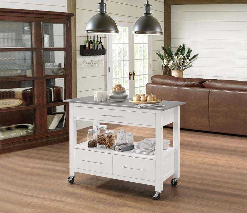 Ottawa Stainless Steel & White Kitchen Cart - Premium Kitchen Cart from ACME East - Just $622.05! Shop now at Furniture Wholesale Plus  We are the best furniture store in Nashville, Hendersonville, Goodlettsville, Madison, Antioch, Mount Juliet, Lebanon, Gallatin, Springfield, Murfreesboro, Franklin, Brentwood