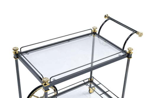 Cyrus Black/Gold & Clear Glass Serving Cart - Premium Server from ACME East - Just $345.15! Shop now at Furniture Wholesale Plus  We are the best furniture store in Nashville, Hendersonville, Goodlettsville, Madison, Antioch, Mount Juliet, Lebanon, Gallatin, Springfield, Murfreesboro, Franklin, Brentwood