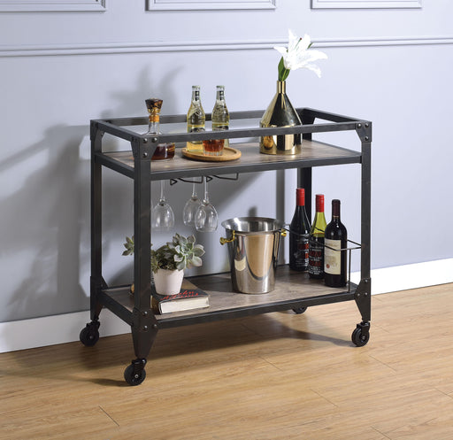 Jorgensen Rustic Oak & Charcoal Serving Cart - Premium Server from ACME East - Just $265.20! Shop now at Furniture Wholesale Plus  We are the best furniture store in Nashville, Hendersonville, Goodlettsville, Madison, Antioch, Mount Juliet, Lebanon, Gallatin, Springfield, Murfreesboro, Franklin, Brentwood