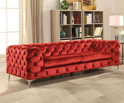 Acme Adam Sofa in Red Velvet 52795 - Premium Sofa from ACME East - Just $1940.25! Shop now at Furniture Wholesale Plus  We are the best furniture store in Nashville, Hendersonville, Goodlettsville, Madison, Antioch, Mount Juliet, Lebanon, Gallatin, Springfield, Murfreesboro, Franklin, Brentwood