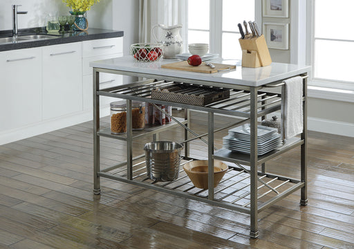 Lanzo Marble & Antique Pewter Kitchen Island (Counter) - Premium Kitchen Island from ACME East - Just $661.05! Shop now at Furniture Wholesale Plus  We are the best furniture store in Nashville, Hendersonville, Goodlettsville, Madison, Antioch, Mount Juliet, Lebanon, Gallatin, Springfield, Murfreesboro, Franklin, Brentwood