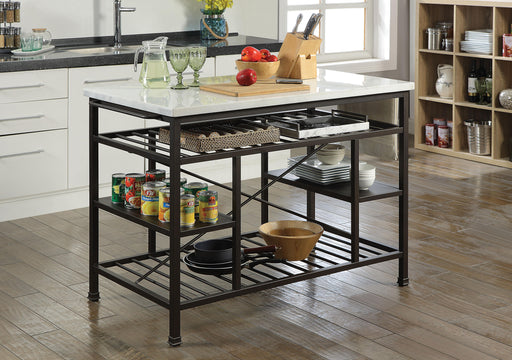 Lanzo Marble & Gunmetal Kitchen Island (Counter) - Premium Kitchen Island from ACME East - Just $661.05! Shop now at Furniture Wholesale Plus  We are the best furniture store in Nashville, Hendersonville, Goodlettsville, Madison, Antioch, Mount Juliet, Lebanon, Gallatin, Springfield, Murfreesboro, Franklin, Brentwood