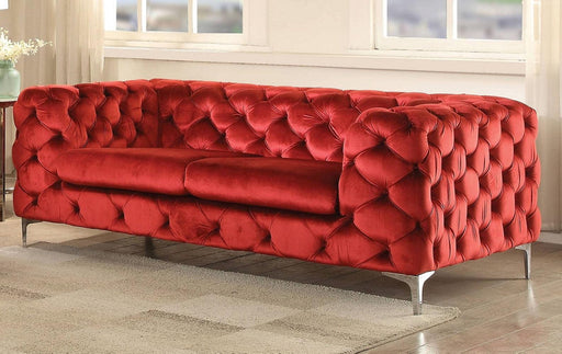 Acme Adam Loveseat in Red Velvet 52796 - Premium Loveseat from ACME East - Just $1743.30! Shop now at Furniture Wholesale Plus  We are the best furniture store in Nashville, Hendersonville, Goodlettsville, Madison, Antioch, Mount Juliet, Lebanon, Gallatin, Springfield, Murfreesboro, Franklin, Brentwood