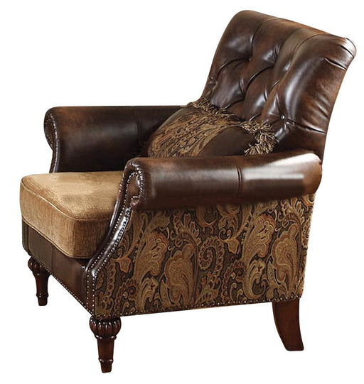 Acme Dreena Traditional Bonded Leather and Chenille Chair 05497 - Premium Living Room Chair from ACME East - Just $1070.55! Shop now at Furniture Wholesale Plus  We are the best furniture store in Nashville, Hendersonville, Goodlettsville, Madison, Antioch, Mount Juliet, Lebanon, Gallatin, Springfield, Murfreesboro, Franklin, Brentwood