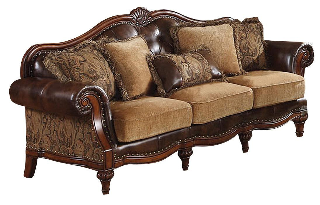 Acme Dreena Traditional Bonded Leather and Chenille Sofa 05495 - Premium Sofa from ACME East - Just $2535! Shop now at Furniture Wholesale Plus  We are the best furniture store in Nashville, Hendersonville, Goodlettsville, Madison, Antioch, Mount Juliet, Lebanon, Gallatin, Springfield, Murfreesboro, Franklin, Brentwood