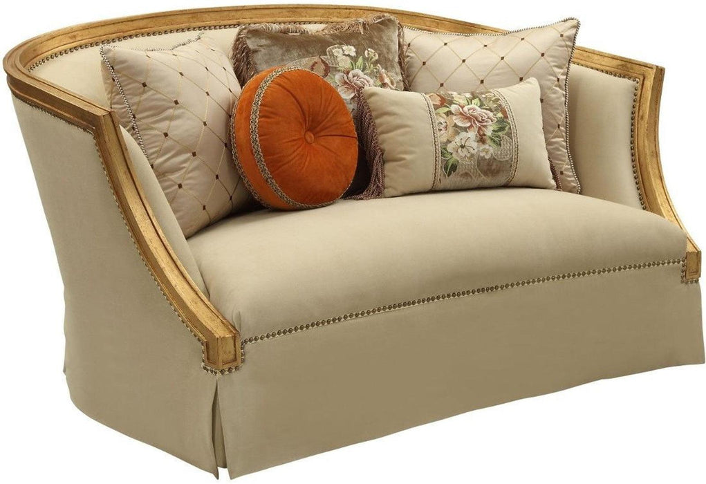 Acme Furniture Daesha Loveseat in Tan Flannel & Antique Gold 50836 - Premium Loveseat from ACME East - Just $3114.15! Shop now at Furniture Wholesale Plus  We are the best furniture store in Nashville, Hendersonville, Goodlettsville, Madison, Antioch, Mount Juliet, Lebanon, Gallatin, Springfield, Murfreesboro, Franklin, Brentwood