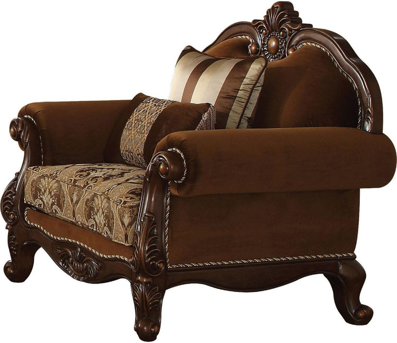 Acme Furniture Jardena Chair with 2  Pillows in Cherry Oak 50657 - Premium Chair from ACME East - Just $1827.15! Shop now at Furniture Wholesale Plus  We are the best furniture store in Nashville, Hendersonville, Goodlettsville, Madison, Antioch, Mount Juliet, Lebanon, Gallatin, Springfield, Murfreesboro, Franklin, Brentwood